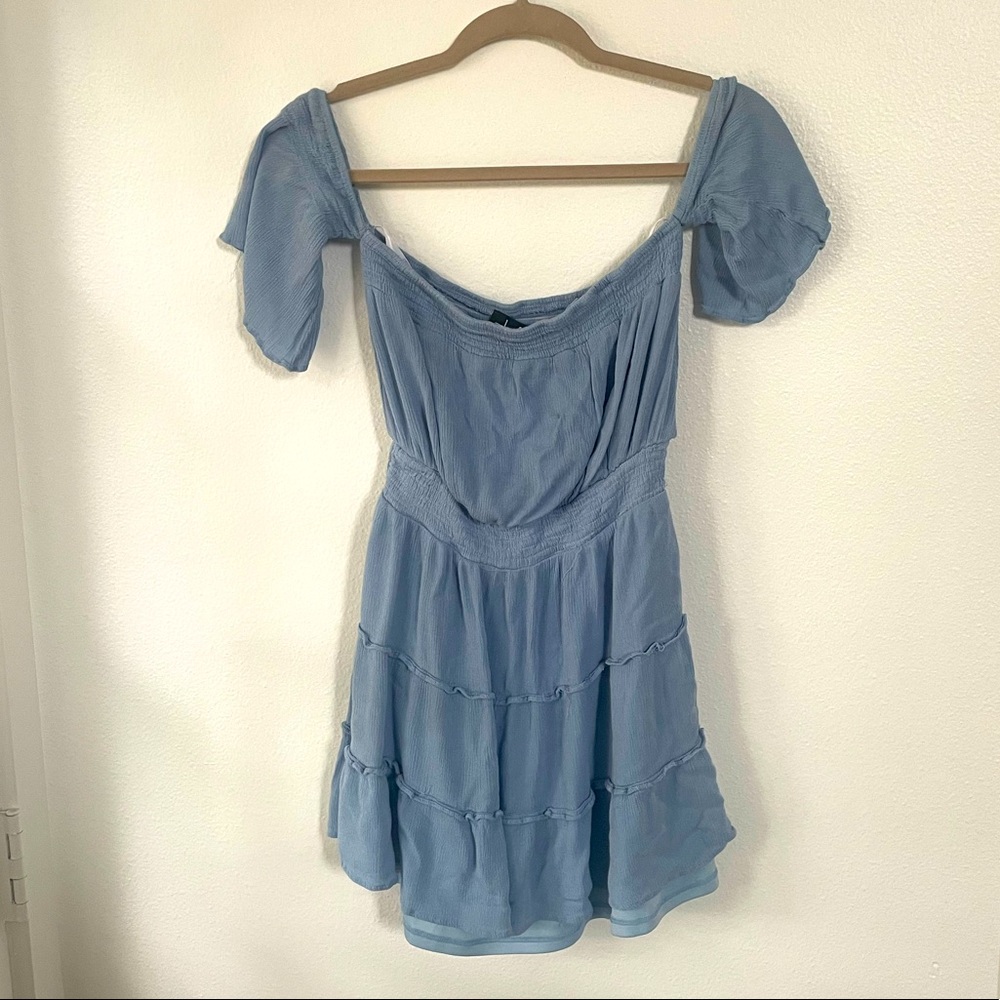 Off The Shoulder Blue Dress